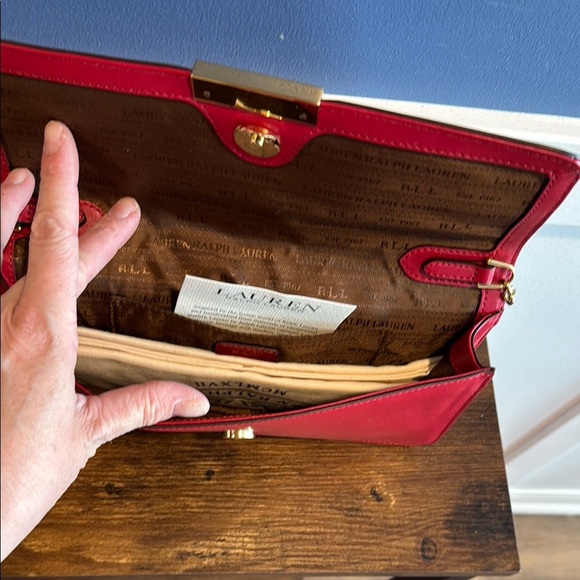 New with tags - Lauren Ralph Lauren red clutch purse handbag - Picture 10 of 12